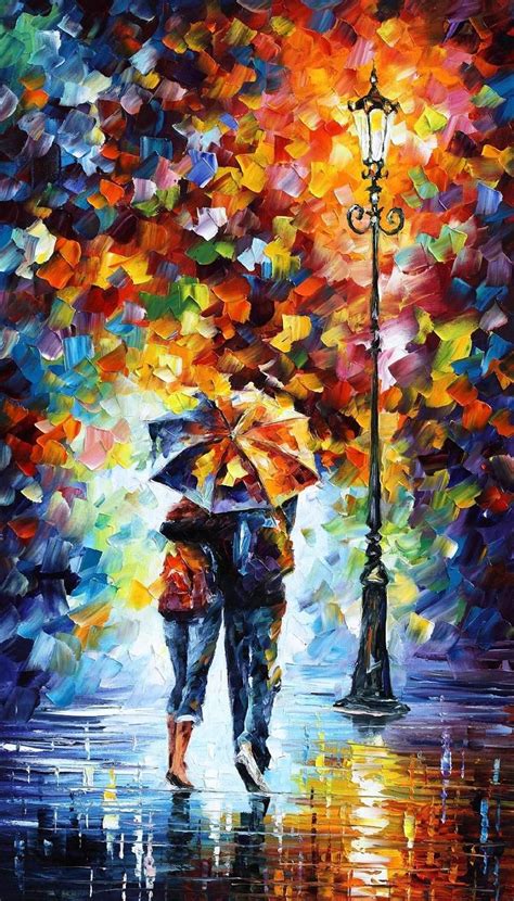 Under One Umbrella 2 By Leonid Afremov Abstract Art Painting