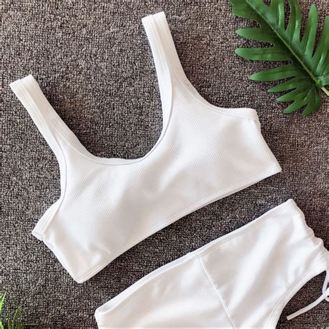 2020 MJ 120 Sexy Bikini 2019 Double Deck Grid Perspective Camisole Overlapping Adjustable