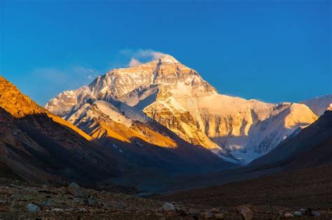 Tibetan Plateau Scene Everestmount Qomolangma Sunset Stock Photo