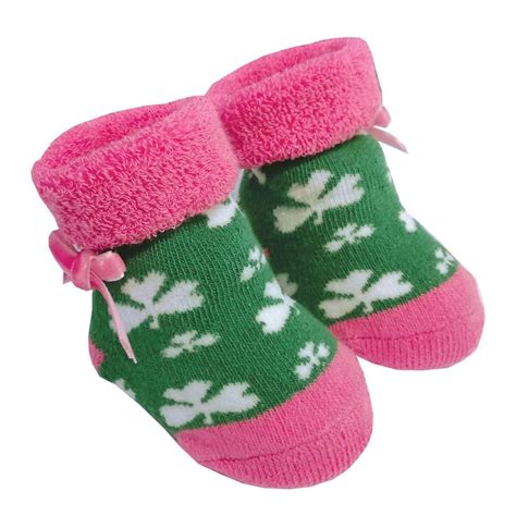 Irish Traditional Craft Pink Shamrock Baby Bootie Clothing Accessories