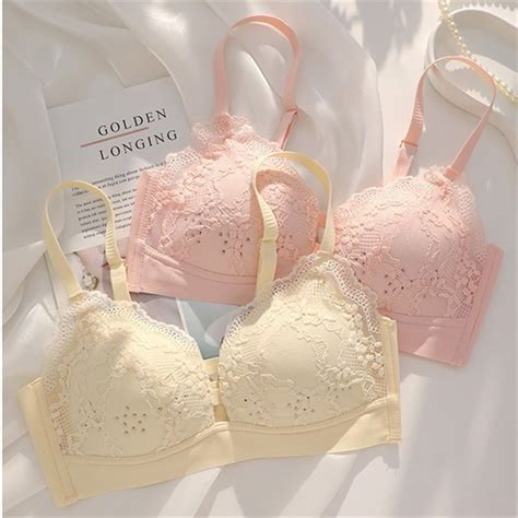 Size 32 40ABC Fashion Sexy Lace Ventilation Hole Lingerie Women Bra Soft Wire Free Girl Push Up