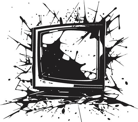 Cracked Console Icon Design of Broken TV Element Demolished Display ...