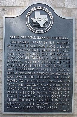 Historical Marker - State National Bank of Corsicana