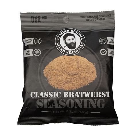 Bearded Butchers Classic Bratwurst WHF2 Seasoning, 3.52 oz (0.22 lb