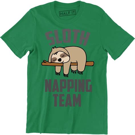 Sloth Napping Team Lets Nap Instead Funny Mens Tee Shirt