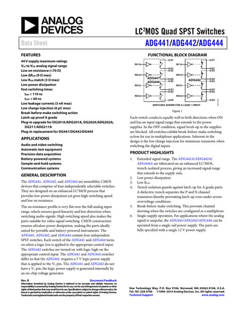 Lc Mos Quad Spst Switches Adg