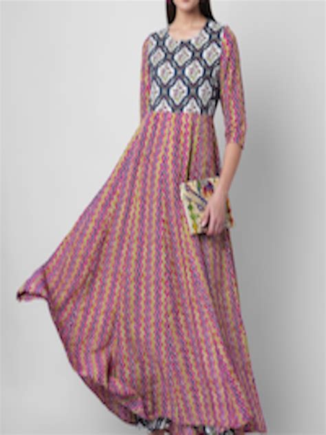 Buy Sanganeri Kurti Women Multicoloured Ethnic Motifs Printed Pleated