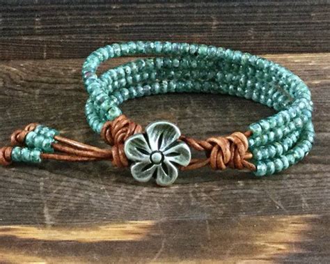 Seed Bead Leather Wrap Bracelet Boho Wrap Bracelet Bracelets Etsy