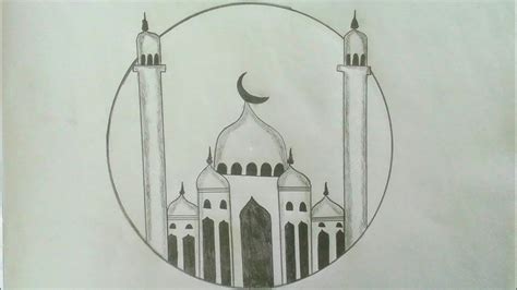 Mosque Drawing How To Draw Mosque Easy Steps Masjid Drawing Masjid