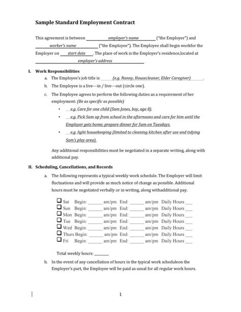 Printable 50 Readytouse Employment Contracts Samples And Templates