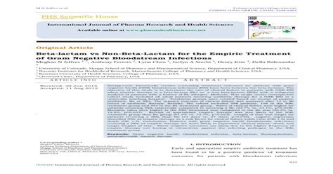 Beta Lactam Vs Non Beta Lactam For The Empiric  Pdfs Volume3 Issue4 4