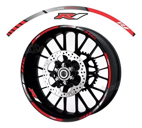 Kit Adesivo Friso Refletivo Roda Moto Yamaha R1 Fri30 Cor Vermelho