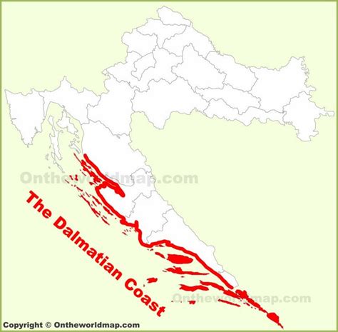 Dalmatian Coast Location On The Croatia Map