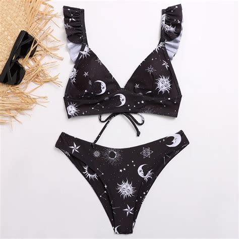 Sunflower Printed Bikini Set Sexy Swimwear Women Mujer Push Up Padded Biquini Bathers