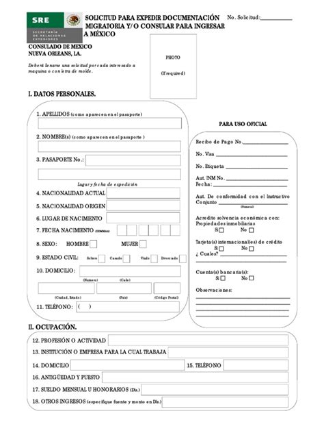 Impresión De Solicitud De Visa Pdf Visa De Viaje México