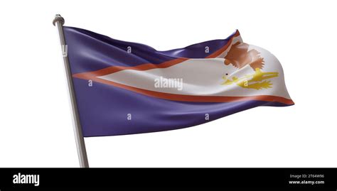 American Samoa Flag Waving Isolated On White Transparent Background
