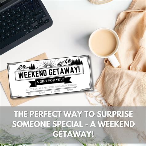 Printable Weekend Getaway Voucher Template, Travel Voucher, Trip