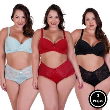 Kit Conjunto de Lingerie Plus Size Sutiã e Calcinha Renda KIT