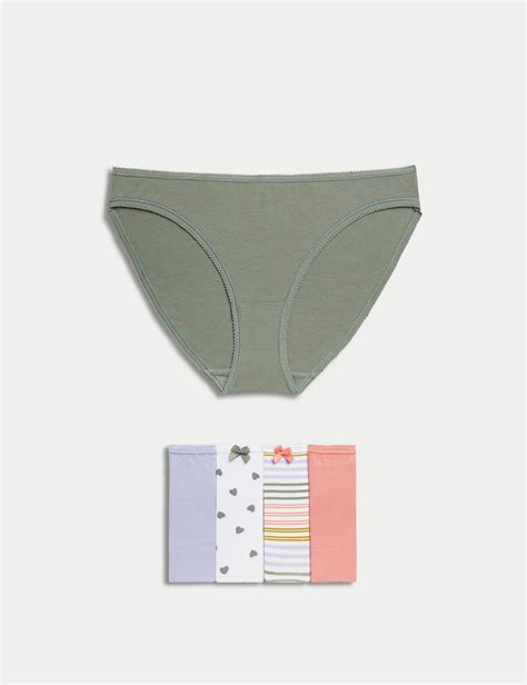 Pk Cotton Lycra Printed Bikini Knickers M S Collection M S
