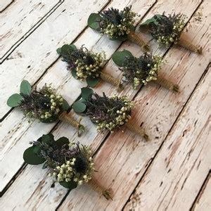 Beautiful Bespoke Wedding Buttonholes Dried Thistle Flowers Etsy UK