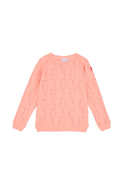 Kids Peach With Neon Pink Lightning Bolt Sweatshirt Scamp And Dude