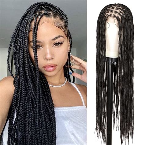 Kalyss 30 Inches 13X7 Lace Front Knotless Box Braided Wigs For Black