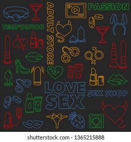 Vector Set Sex Shop Icons Erotic Stock Vector Royalty Free