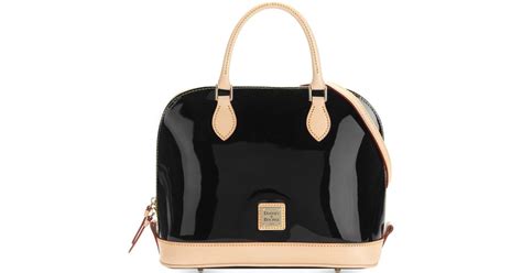 Dooney And Bourke Patent Leather Zip Satchel In Black Lyst