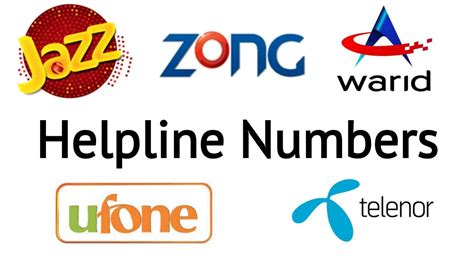 helpline number  ufone jazz warid telenor zong code