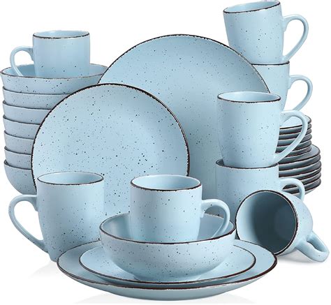 Vancasso Series Moda 32 Piece Stoneware Dinnerware Set Blue Dinner