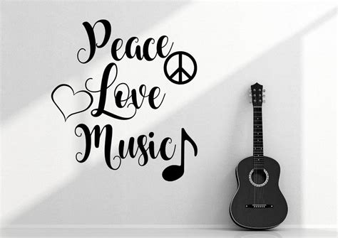 Peace Love Music Peace Love Music Decal Peace Wall Decal Etsy