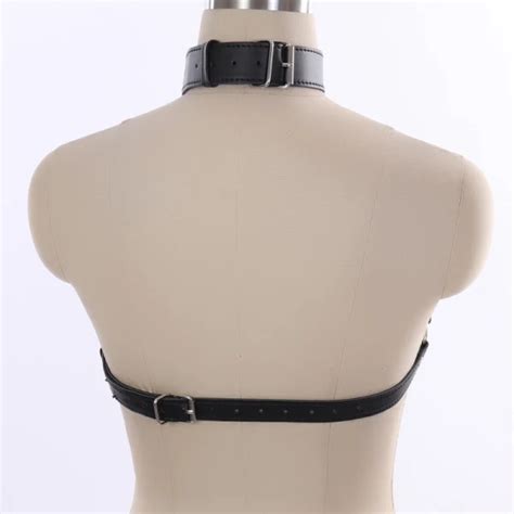 Dropship Women Bondage Body Harness Lingerie Goth Crop Tops Leather Bra Cage BDSM Collar Body