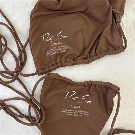 RIOT SWIM LIGHT Brown Bikini Set Bixi Top And Bixi Depop
