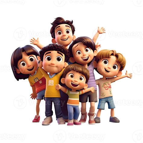 cartoon group   children  transparent background  png