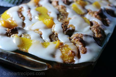 Peach Cobbler Bread Pudding I Heart Recipes