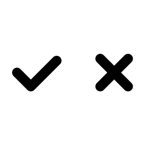 Tick And Cross Signs Black Checkmark Ok And X Icons Vector Circle