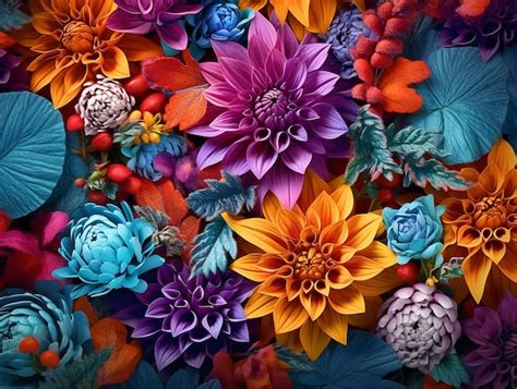 Premium Ai Image Bright Color Flowers Background Ai Generated