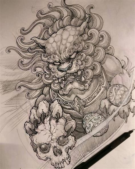 Foodog sketch by artist @davidhoangtattoo #worldofpencils2016 . Neue Tattoos, Body Art Tattoos ...