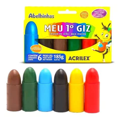 Giz De Cera Acrilex Meu Primeiro Giz Cores Jumbo Crian As Frete Gr Tis