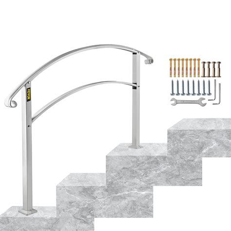 Buy Happybuy 3 Step Handrail Fits 1 Or 3 Steps Matte White Stair Rail