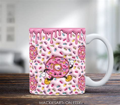 Donut Mug Wrap Donut Png 3d Puff Mug Wrap 3d Coffee Puffy Mug Mug