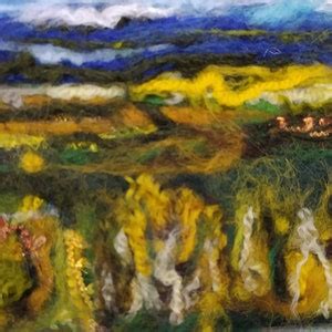 Crying Fragile Nude At The Riverside Needle Felt Art Painting Felted Wool Picture Christmas