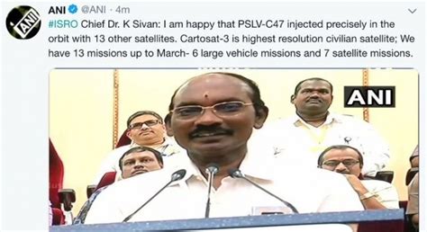 Isro Successfully Launches Pslv C47 Rocket Carrying Cartosat 3 And 13