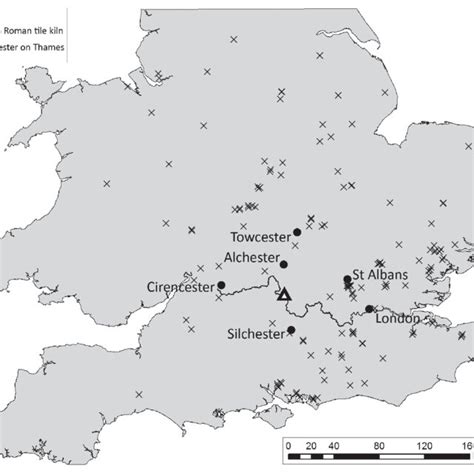 map   roman tile kilns  southern britain note  lack   scientific