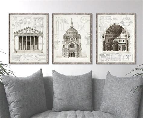 3 Set Architecture Art Prints Architecture Drawing Etsy