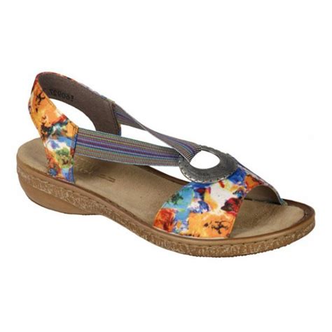 Rieker Ladies Regina Orangemulti Leather Sandal 62822 90