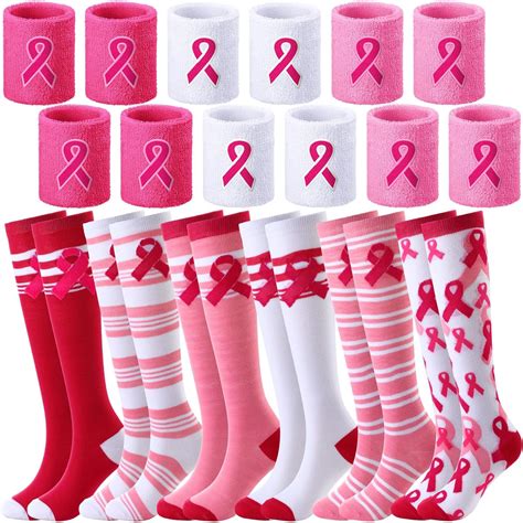 Amazon Ramede 24 Pcs Breast Cancer Awareness Pink Ribbon Socks