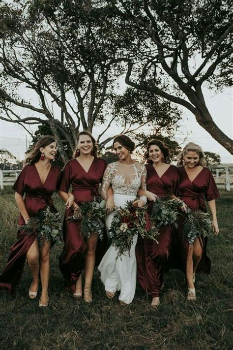 Damas De Honor Rosario Contreras Burgundy Bridesmaid Dresses