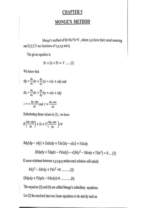 Monge S Method Bsc Maths Studocu