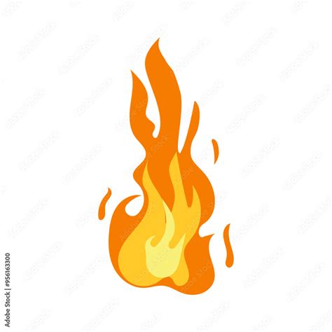 Cartoon Fire Flame Of Infernal Fireballs Orange And Yellow Campfire Hot Wildfire And Bonfire